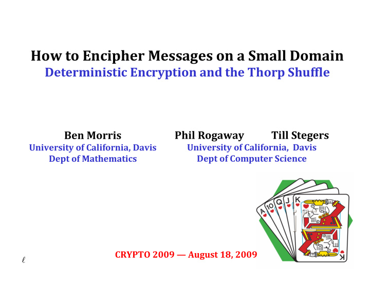 how to encipher messages on a small domain