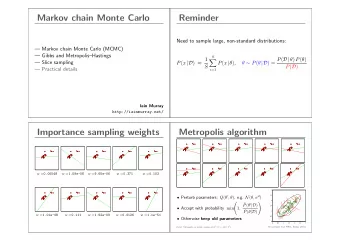 Markov chain Monte Carlo  Reminder  Need to sample large, non-standard distributions:   Markov