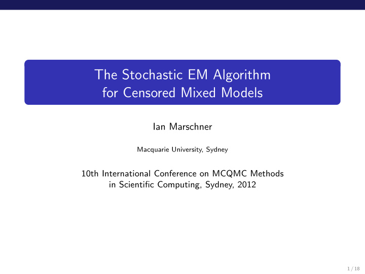 the stochastic em algorithm for censored mixed models
