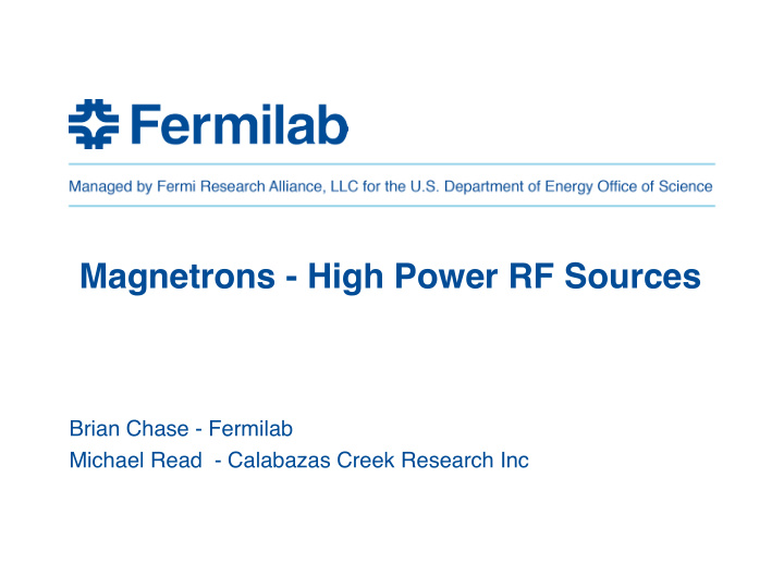 magnetrons high power rf sources