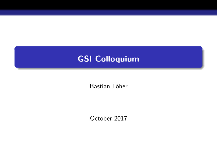 gsi colloquium