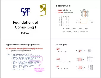 CSE  Cout  Cin  Inputs: A, B, Carry-in  311  Outputs: Sum, Carry-out  A  A  A  A  A  B  B  B