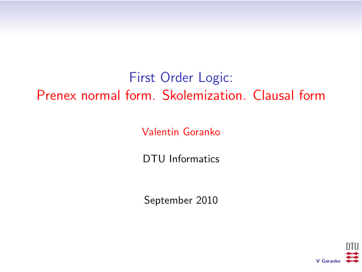 first order logic prenex normal form skolemization