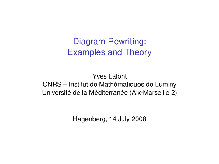 diagram rewriting examples and theory