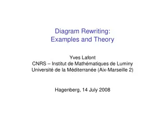 Diagram Rewriting:  Examples and Theory  Yves Lafont  CNRS  Institut de Mathmatiques de Luminy