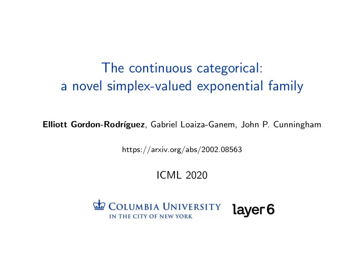 the continuous categorical a novel simplex valued
