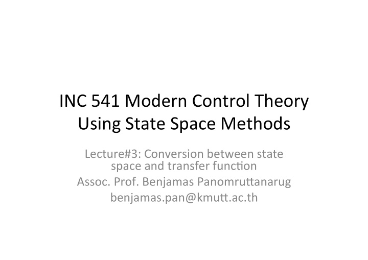 inc 541 modern control theory using state space methods