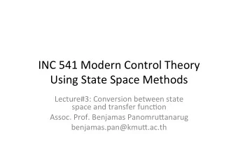 INC  541  Modern  Control  Theory    Using  State  Space  Methods
