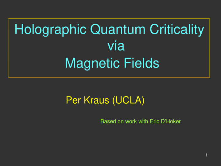 holographic quantum criticality via magnetic fields