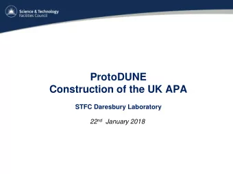 ProtoDUNE  Construction of the UK APA  STFC Daresbury Laboratory 22 nd January 2018  Floor Layout