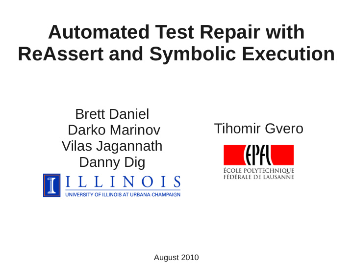 automated test repair with reassert and symbolic execution