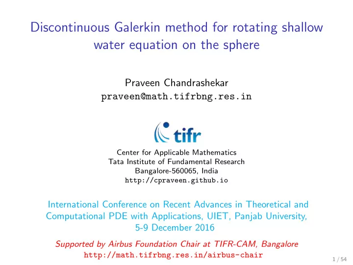 discontinuous galerkin method for rotating shallow water