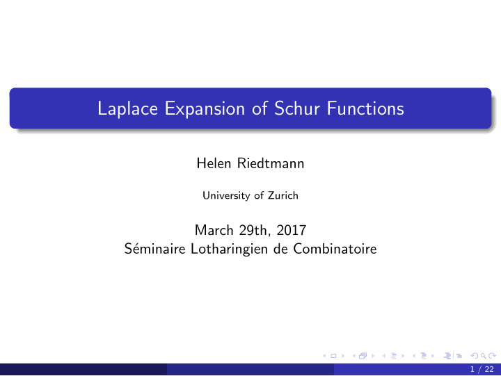 laplace expansion of schur functions