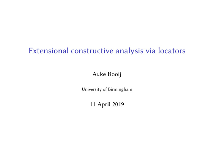 extensional constructive analysis via locators