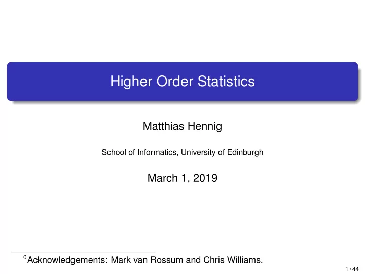 higher order statistics