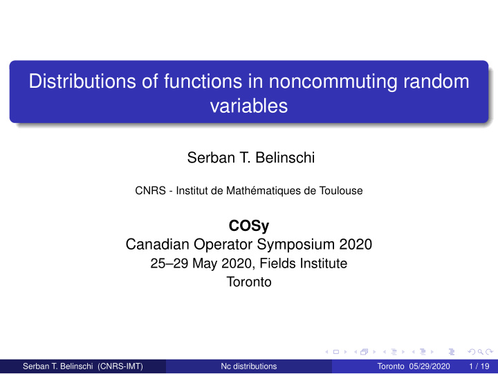 distributions of functions in noncommuting random