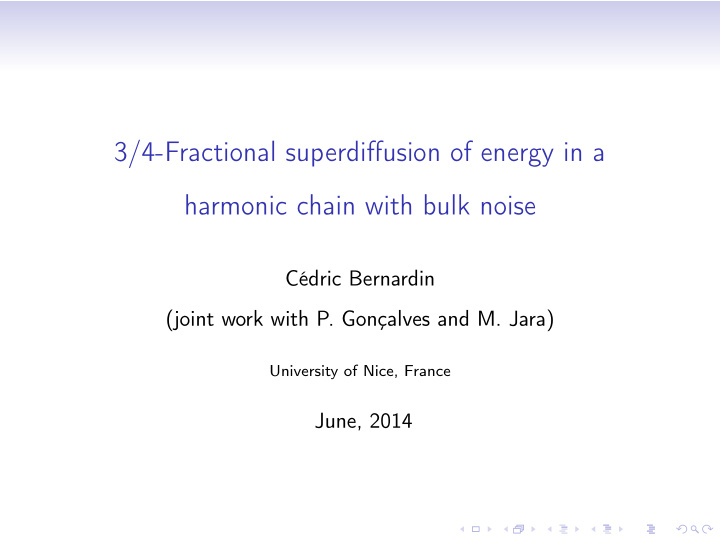 3 4 fractional superdiffusion of energy in a harmonic
