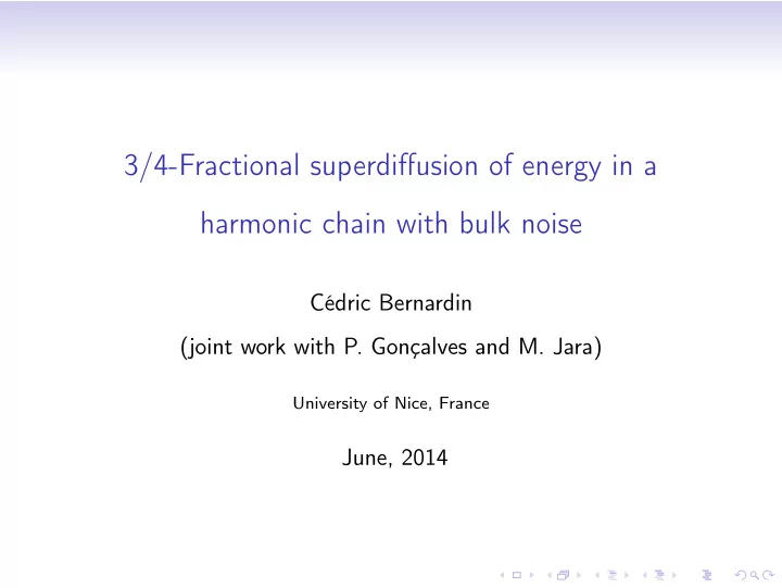 3 4 fractional superdiffusion of energy in a harmonic