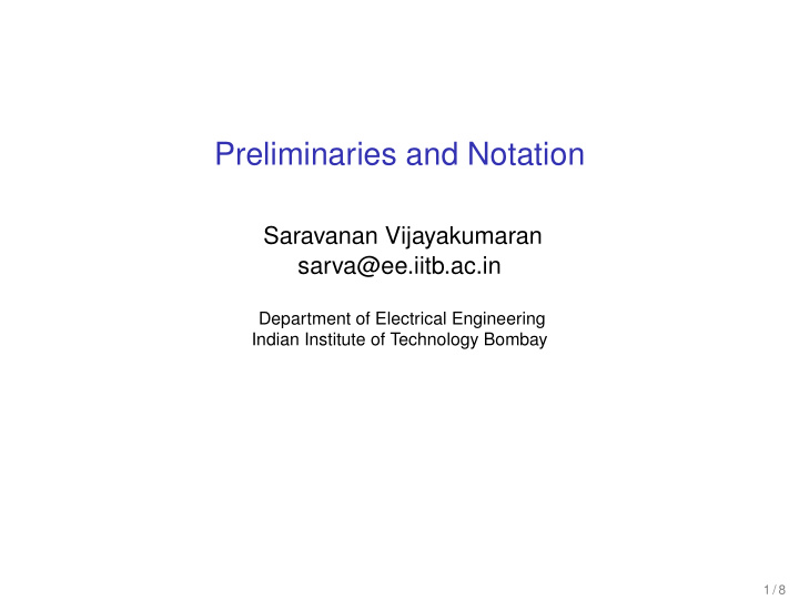 preliminaries and notation