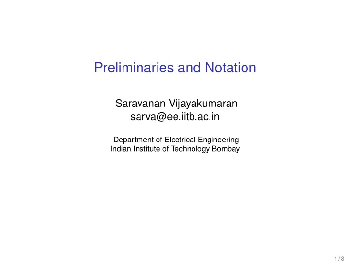 preliminaries and notation