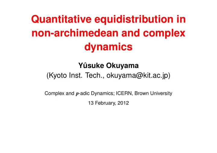 quantitative equidistribution in non archimedean and