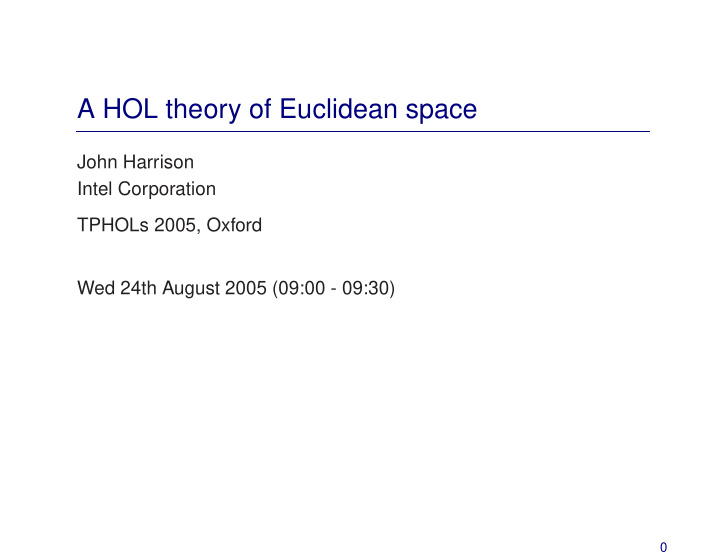 a hol theory of euclidean space