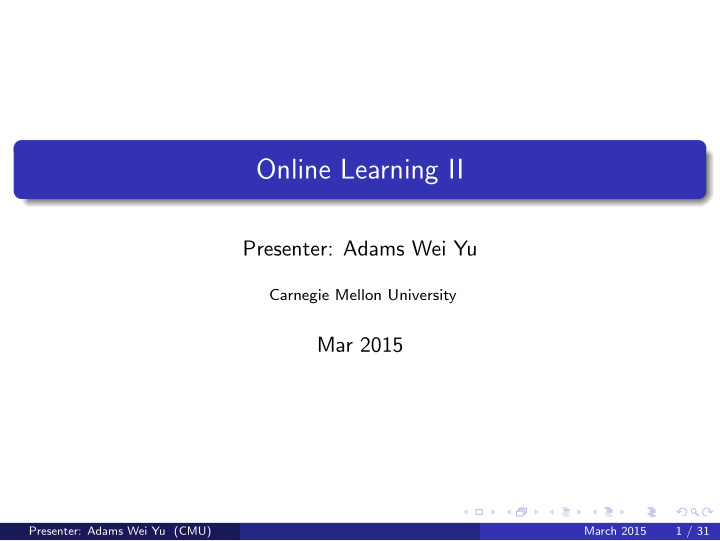 online learning ii