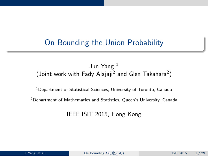 on bounding the union probability