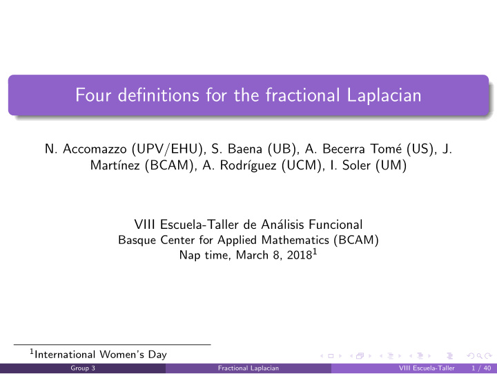 four definitions for the fractional laplacian