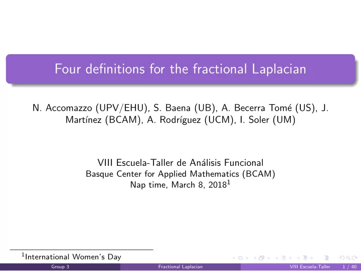 four definitions for the fractional laplacian