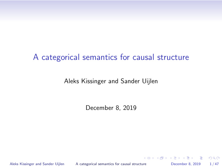 a categorical semantics for causal structure