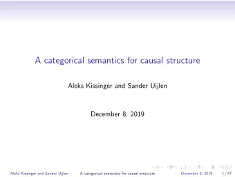 A categorical semantics for causal structure  Aleks Kissinger and Sander Uijlen  December 8, 2019