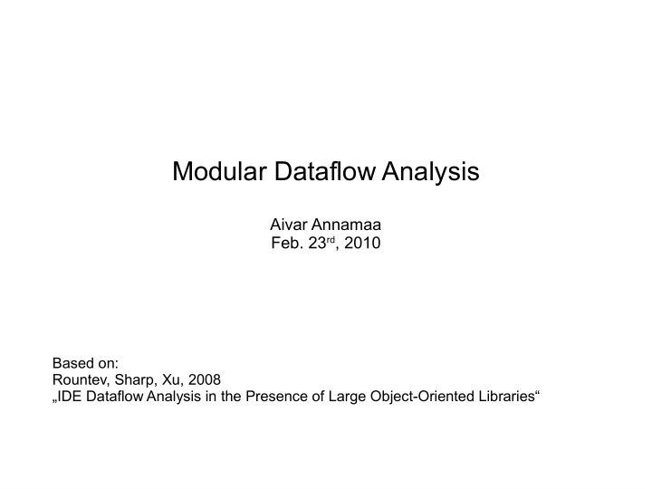 modular dataflow analysis