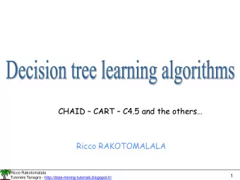 Ricco RAKOTOMALALA  Ricco Rakotomalala  1  Tutoriels Tanagra -