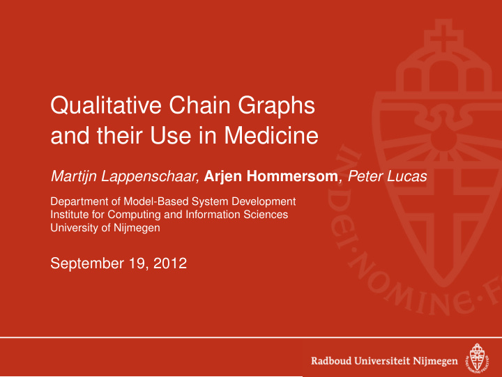 qualitative chain graphs and their use in medicine