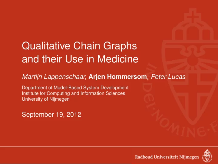 qualitative chain graphs and their use in medicine