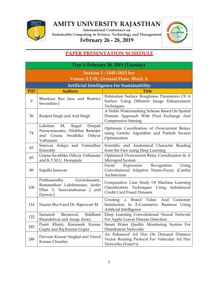 paper presentation schedule