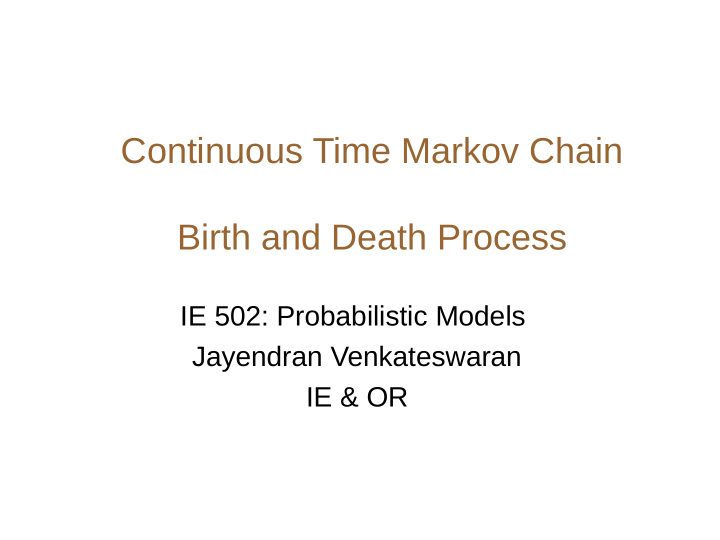 continuous time markov chain birth and death process