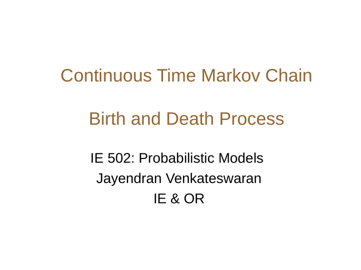 continuous time markov chain birth and death process