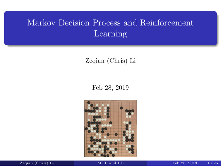 markov decision process and reinforcement learning