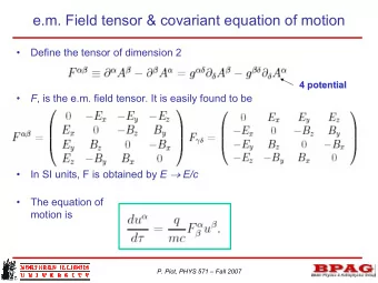 e.m. Field tensor &amp; covariant equation of motion    Define the tensor of dimension 2  4
