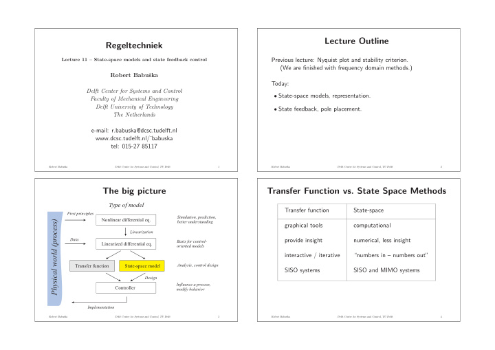 lecture outline regeltechniek