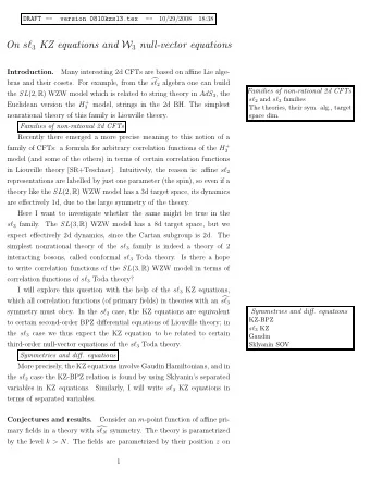 On s 3 KZ equations and W 3 null-vector equations  Many interesting 2d CFTs are based on affine
