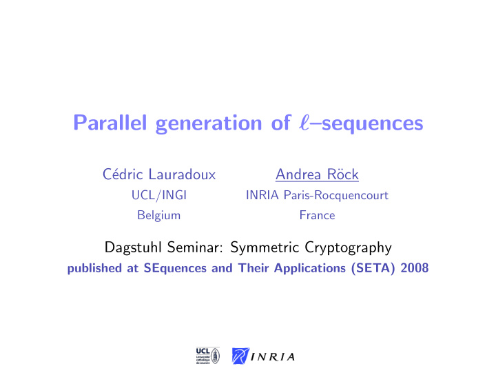 parallel generation of sequences