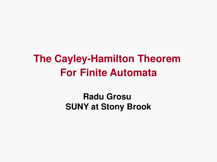 the cayley hamilton theorem
