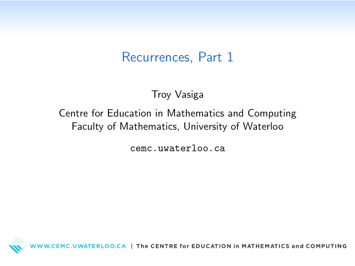 recurrences part 1