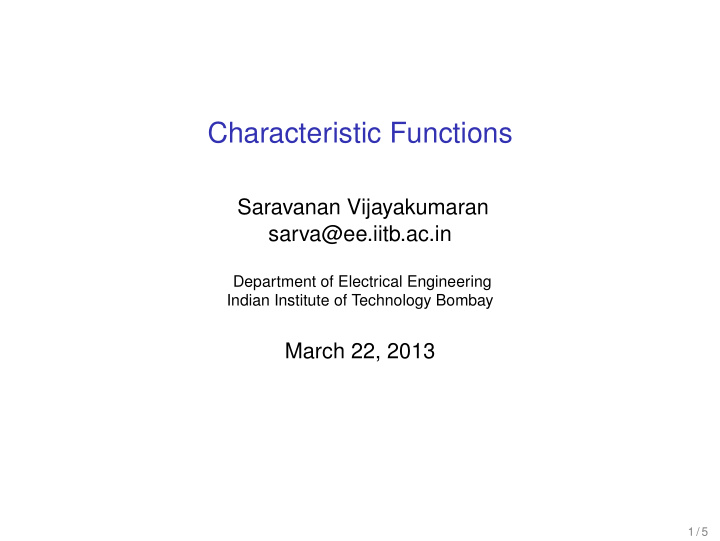 characteristic functions