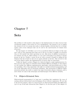 Chapter  7  Sets  The  problem  w  e  will  consider  in  this  c  hapter  is  the  implemen