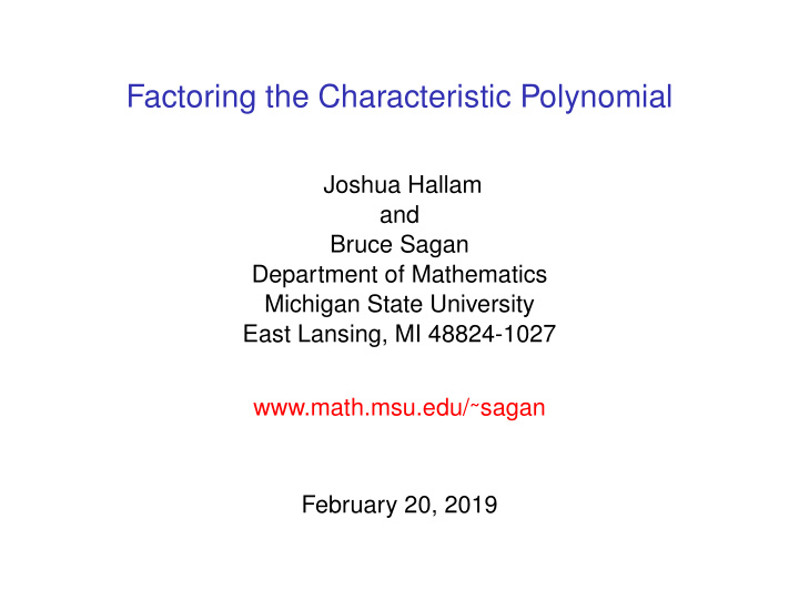 factoring the characteristic polynomial