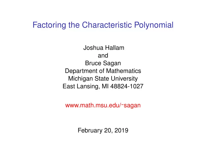 factoring the characteristic polynomial